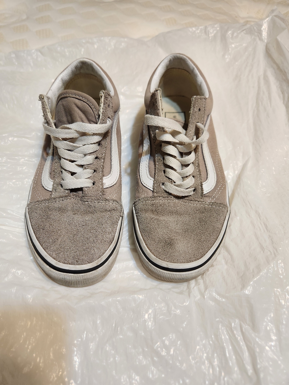 VANS Classic Low-Top Suede Sneakers in Taupe with White Stripe